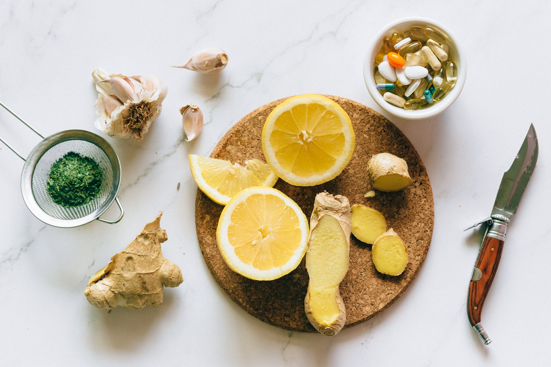 flat lay photo of alternative medicines